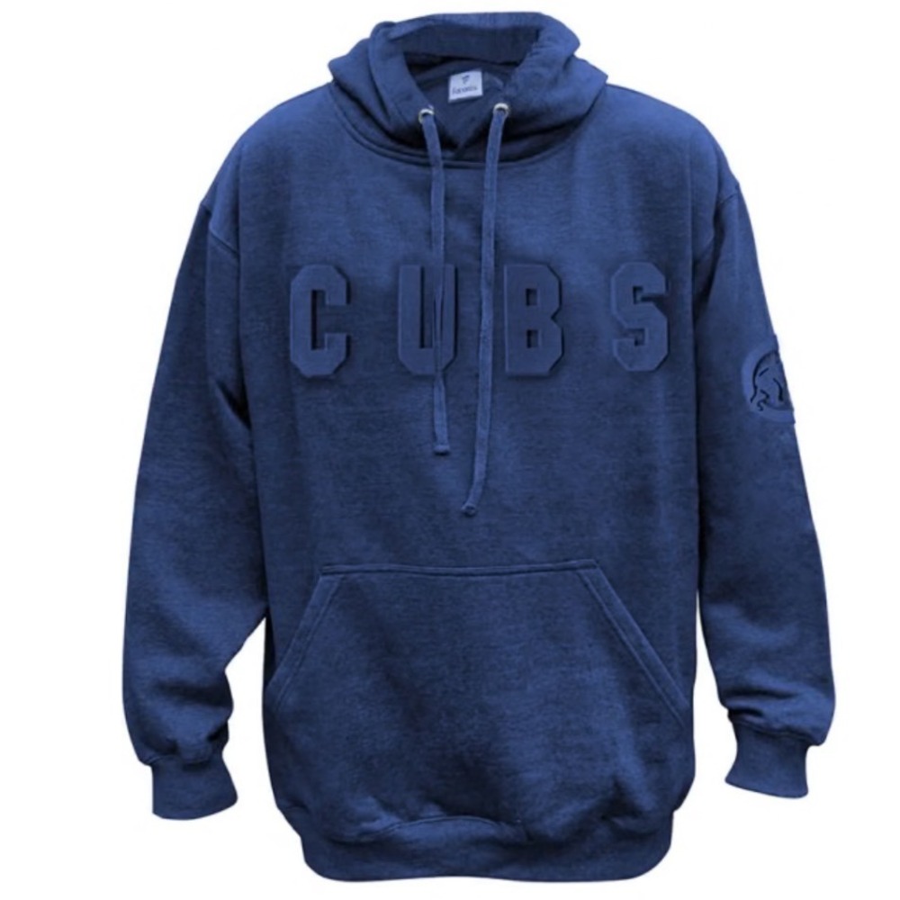 Fanatics Chicago Cubs Mens Blue Embossed Logo Hoodie Sweatshirt 2XL 33671852